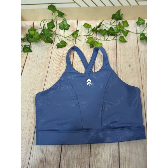 BARRY'S Women's Stone Blue Cross Back Sports Bra Athletic Workout Siz Medium $62 - Picture 2 of 6